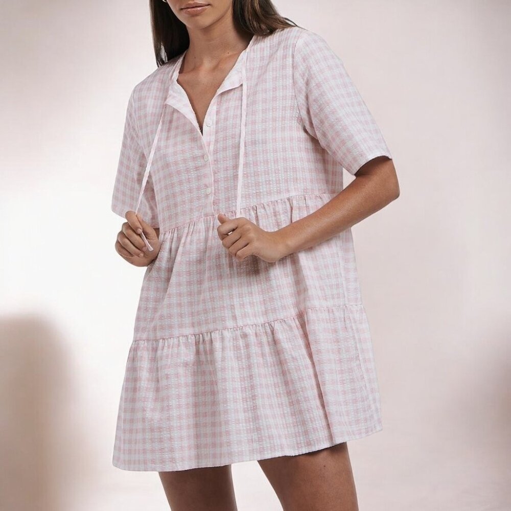 NWT CHARLIE HOLIDAY Belle Womens Checkered Short Sleeve - Picture 2 of 3